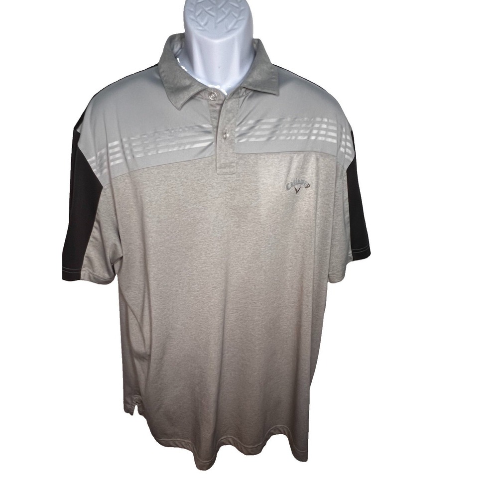 Callaway Golf Opti-Dri 1/4 Button Polo‎ Golf Preppy Shirt Men XL  Gray Brown